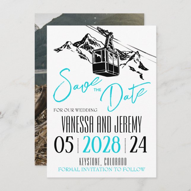 Mountain Love Aqua Save The Date (Front/Back)