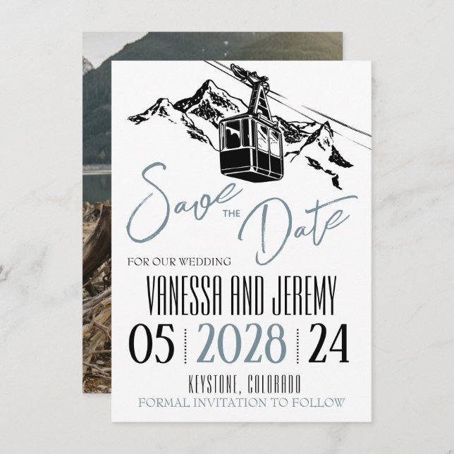 Mountain Love Dusty Blue Save The Date (Front/Back)