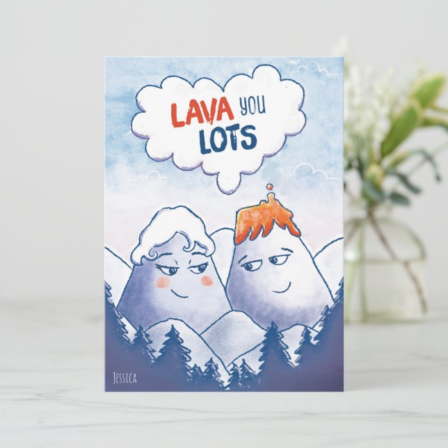 Mountain Love - Lava you lots - Valentine Holiday Card (Standing Front)