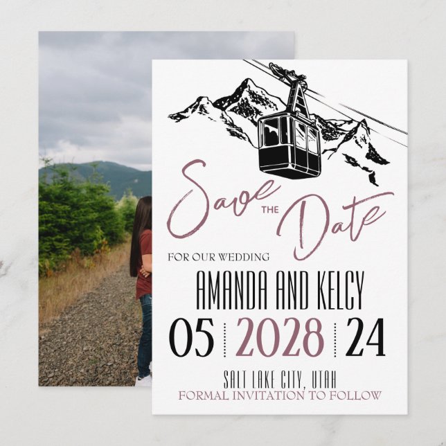 Mountain Love Mauve Save The Date (Front/Back)