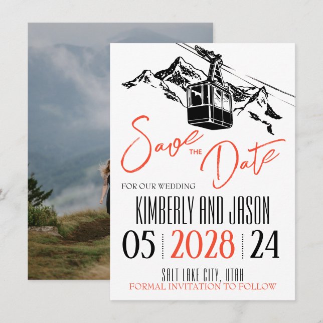 Mountain Love Orange Save The Date (Front/Back)