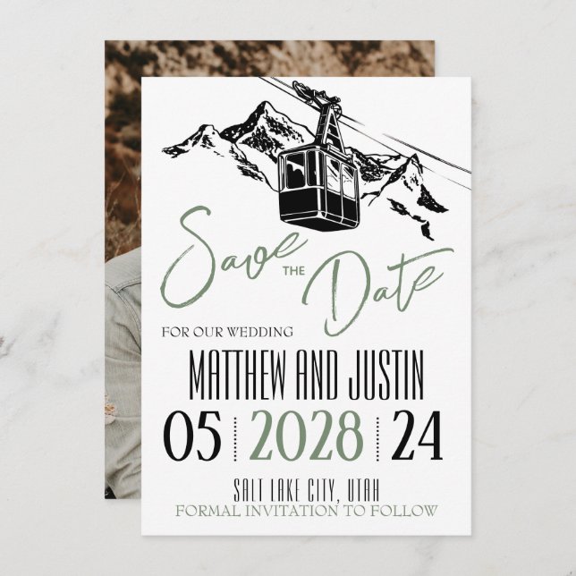 Mountain Love Sage Green Save The Date (Front/Back)