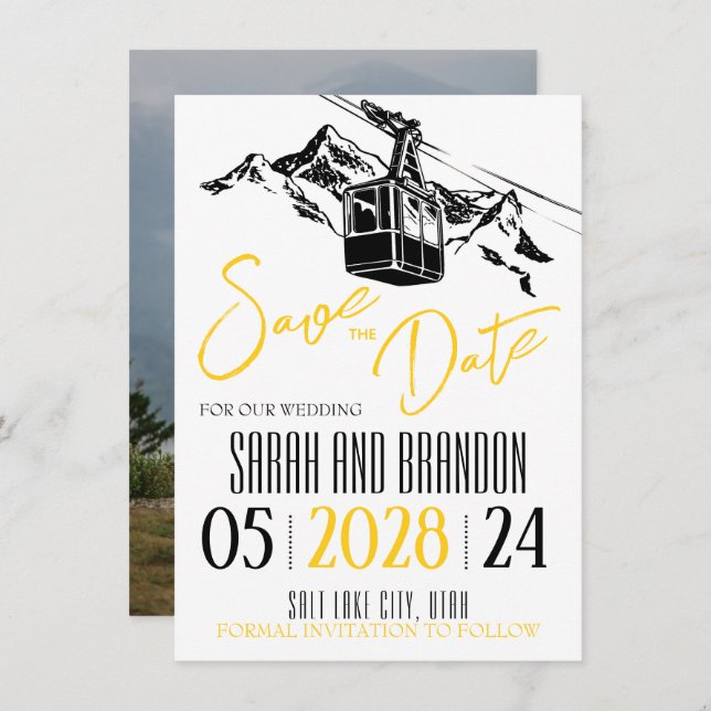 Mountain Love Yellow Save The Date (Front/Back)