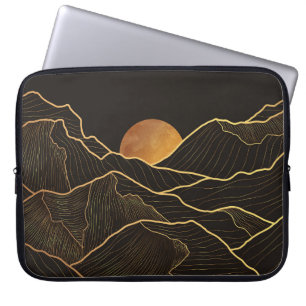 Mountain Luxury: Golden Line Elegance Laptop Sleeve