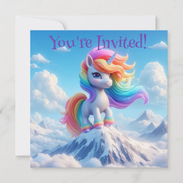 Mountain Magic Rainbow Unicorn Invitation (Front)