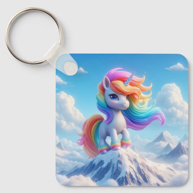 Mountain Magic Rainbow Unicorn Key Ring (Front)