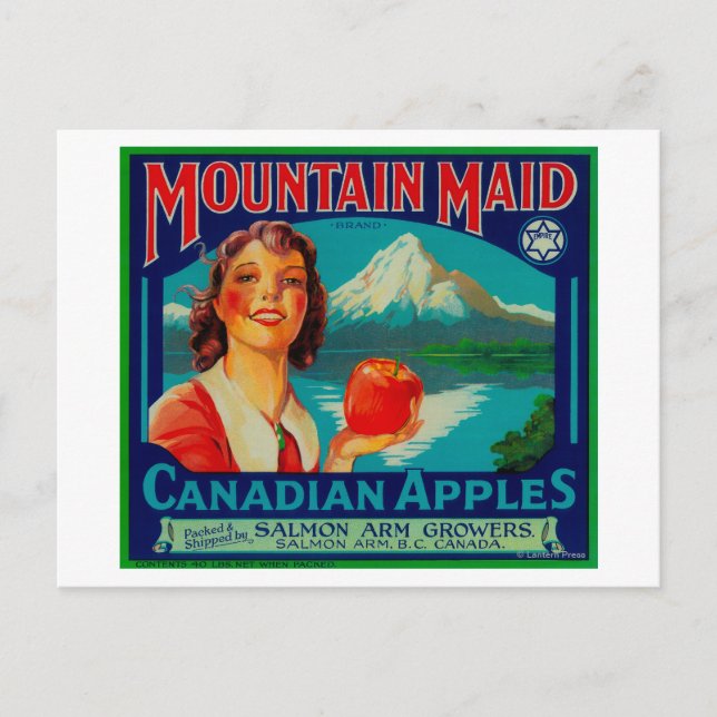 Mountain Maid Apple LabelCanada Postcard (Front)