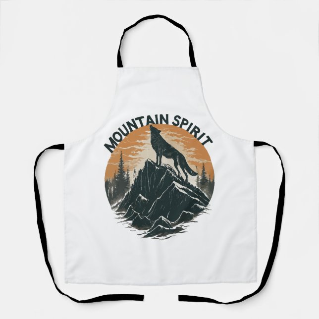 Mountain Majesty Wolf Howling on the Peak Apron (Front)