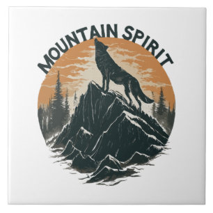 Mountain Majesty Wolf Howling on the Peak Ceramic Tile