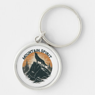 Mountain Majesty Wolf Howling on the Peak Key Ring