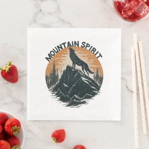 Mountain Majesty Wolf Howling on the Peak Napkin