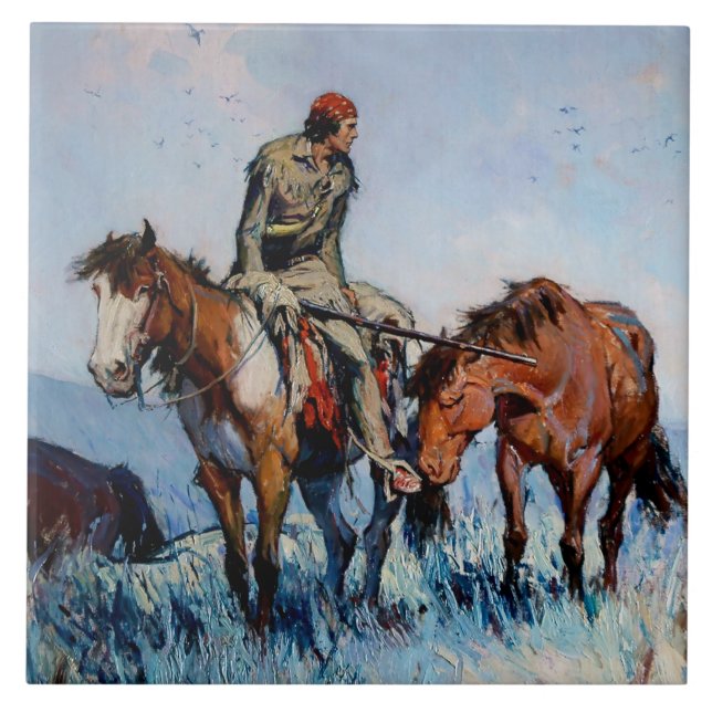 “Mountain Man” Western Art by WHD Koerner Ceramic Tile (Front)