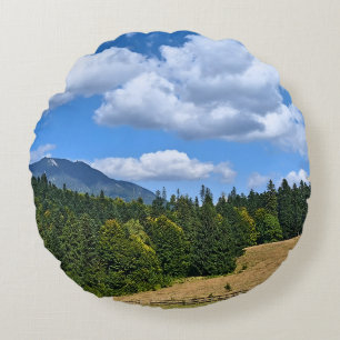 Mountain Meadow Landscape - Wild Nature Romania Round Cushion