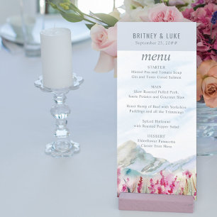 Mountain Meadow Watercolor Dusty Blue Wedding Menu