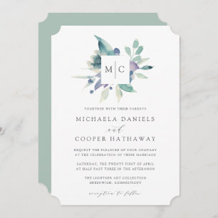 Mountain Meadow   Watercolor Monogram Wedding Invitation