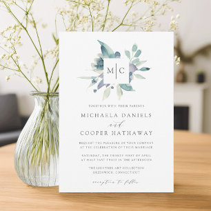 Mountain Meadow   Watercolor Monogram Wedding Invitation