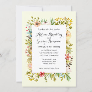 Mountain Meadow Watercolor Wildflowers Wedding Invitation