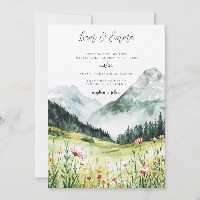 Mountain Meadow Wedding Invitation (Front)