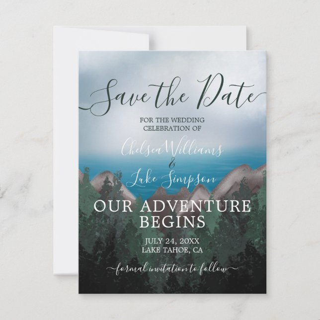 Mountain Meets Ocean Adventure Save the Date Invitation (Front)