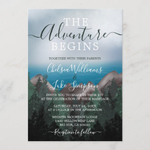 Mountain Meets Ocean The Adventure Begins Wedding Invitation
