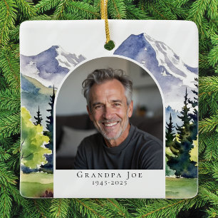 Mountain Memorial Photo Keepsake Ceramic Ornament