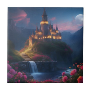 Mountain Midnight Castle Four Ceramic Tile