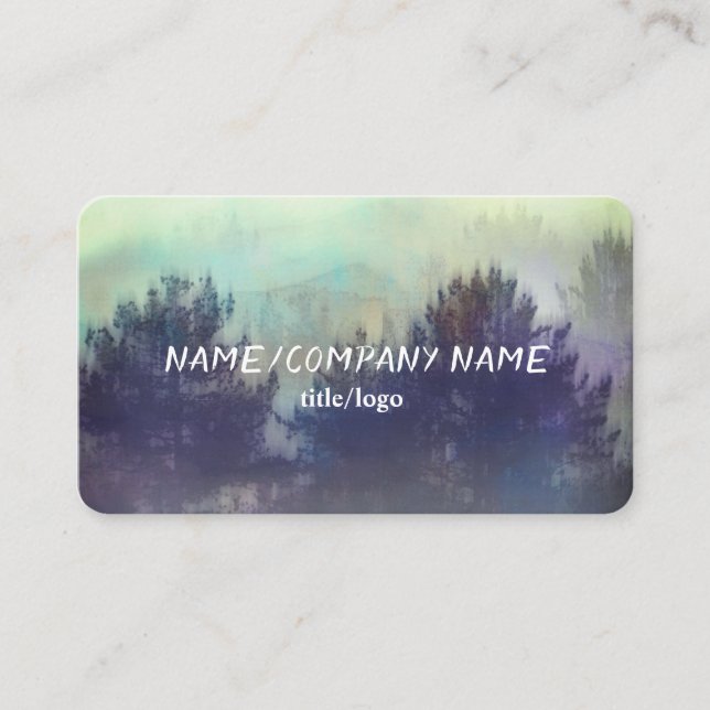 mountain mist pine trees nature art custom business card (Front)