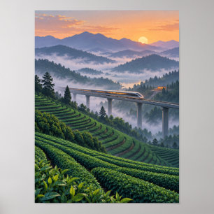 Mountain Monorail Tea Terraces 12x16 Poster