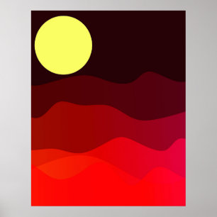  Mountain Moon Landscape Modern Minimalist Art Poster