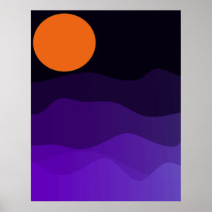 Mountain Moon Landscape  Poster
