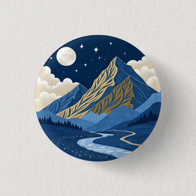 Mountain Moon Light 3 Cm Round Badge (Front)