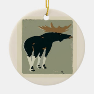 Mountain Moose,, add, edit text Ceramic Ornament