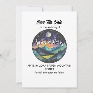 Mountain Mountain Moon Star Save The Date Outdoor Invitation