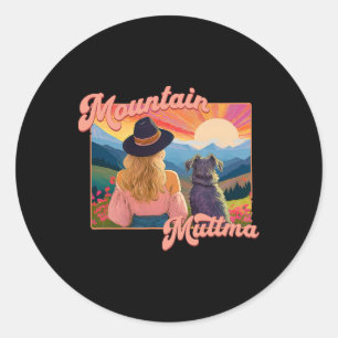 Mountain Muttma Boho Dog Hiking Trail Camping Adve Classic Round Sticker