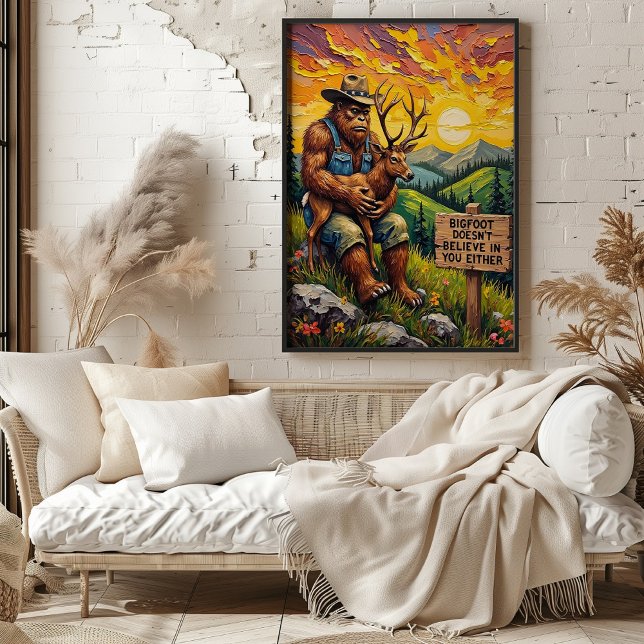 Mountain Myths: Bigfoot's Gentle Embrace Poster (Creator Uploaded)