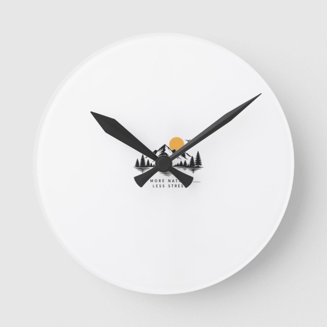 Mountain Nature Throw clock- More Nature Less Fi Round Clock (Front)