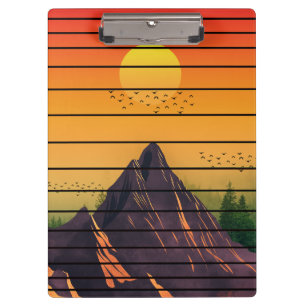 MOUNTAIN NATURE VINTAGE SUNSET SCENERY CLIPBOARD