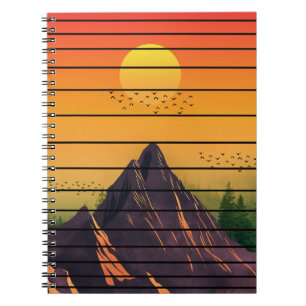 MOUNTAIN NATURE VINTAGE SUNSET SCENERY NOTEBOOK