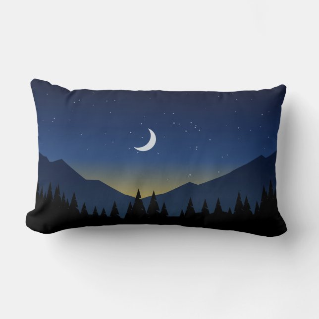  Mountain night forest landscape Lumbar Cushion (Front)