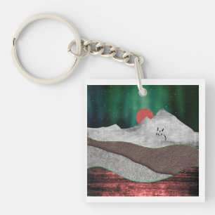 Mountain Northern Lights Key Ring