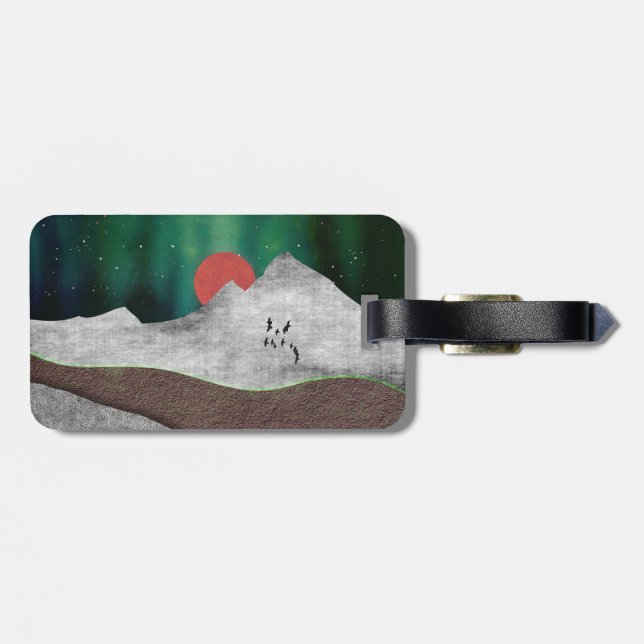 Mountain Northern Lights Luggage Tag (Back Horizontal)