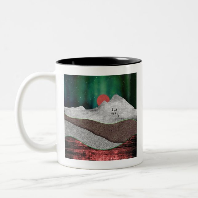 Mountain Northern Lights Two-Tone Coffee Mug (Left)