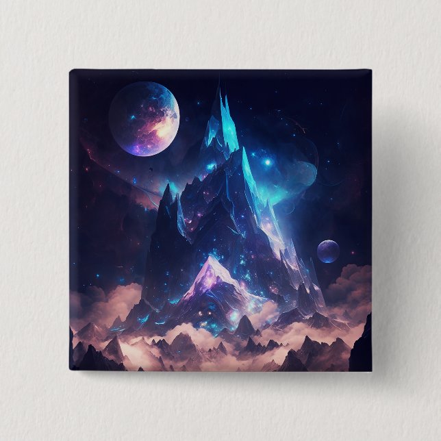 Mountain Of Crystal Fantasy Landscape 15 Cm Square Badge (Front)