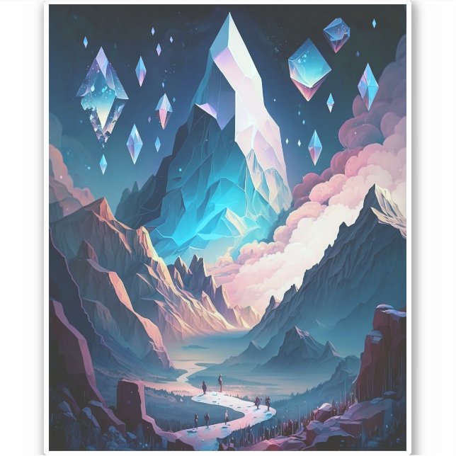 Mountain Of Crystal Fantasy Landscape Sticker (Front)