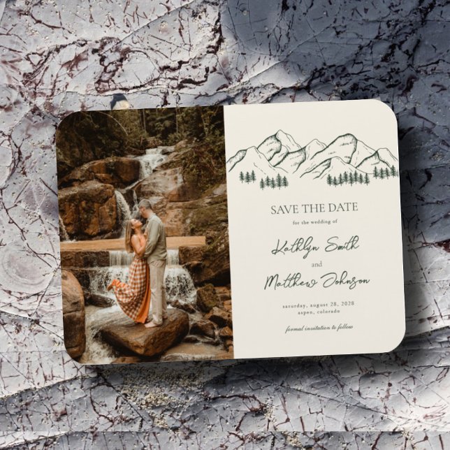 Mountain Outdoor Sage Green Wedding Save The Date Magnet (Creator Uploaded)