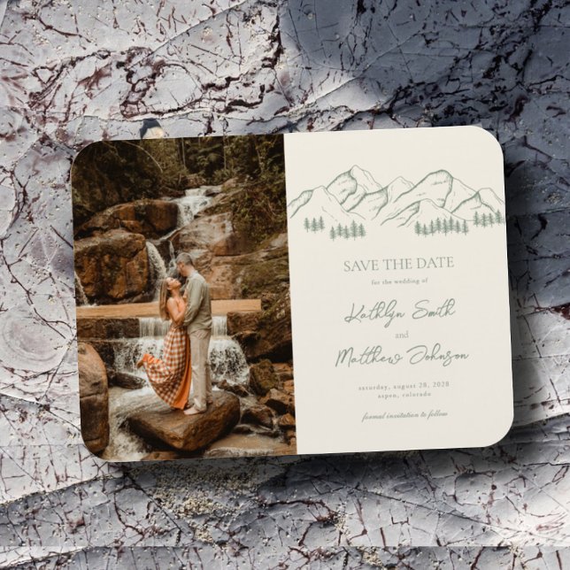 Mountain Outdoor Sage Green Wedding Save The Date Magnet (Creator Uploaded)