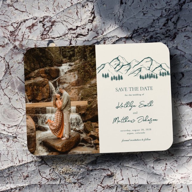 Mountain Outdoor Sage Green Wedding Save The Date Magnet (Creator Uploaded)