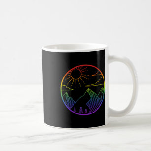 Mountain Outdoors Subtle Pride Logo Hiking Sunset Coffee Mug