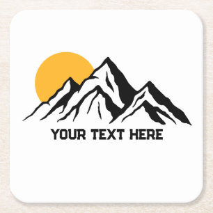 Mountain Painting Wilderness Custom Square Paper Coaster