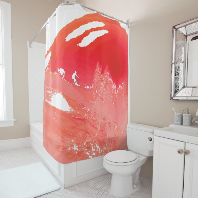 Mountain Pass Skiing Bathroom Shower Curtain (In Situ)